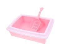 HEMOTON Boîte à Litière pour Chat Semi Couverte Bac à Litière Projections Plastique pour pour Animaux de Compagnie Facile à Nettoyer et Durable Intérieur Rose