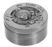 HEMOTON Boîte Ronde Présent de Naissance en Métal Argenté Design Cartoon Surface Lisse Pratique Utilisation Prolongée pour Dents de Lait et Cheveux de Bébé