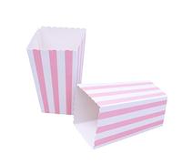 HEMOTON Boîtes à Popcorn Motif Rayures Rugby Lot de 24 Style Cinéma en Carton Décoratives Rose Matériau Résistant et Pratique pour Fêtes, Mariages et Gender Reveal