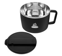 HEMOTON Bol de Ramen Thermique 1200ml avec Couvercle et Baguettes | Acier Inoxydable et Plastique, Noir, Portable pour Dortoirs et Bureaux, Ensemble Complet avec Ustensiles