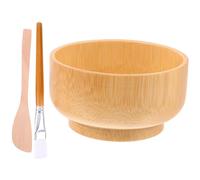 HEMOTON Bol Mélangeur pour Masque Facial en Bois avec Pinceau et Spatule, Ensemble 3 Pièces, pour Préparation de Masque Faciale et Cadeau pour Amateurs de Soins