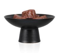 Hemoton Bol rond en céramique avec pied - Support de bol à fruits - Présentoir à dessert - Style vintage - Assiette à gâteau en céramique - Plateau de service pour fruits - Décoration de table - Noir