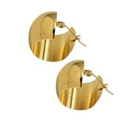 HEMOTON Boucles D’oreilles Larges Rondes Minimalistes En Acier Titane Doré Bijoux Femme Quotidien Streetwear Taille Moyenne