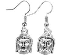HEMOTON Boucles D’Oreilles Pendantes Bouddha pour Femmes en Alliage de Zinc Couleur Argenté Ancien Légères et Solide 1 Paire Accessoires pour Festivals et Cérémonies Religieuses