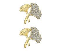 HEMOTON Boucles d'Oreilles Goujon Feuilles de Ginkgo en Alliage Doré Zirconium Petites et Délicates Bijoux Élégants pour Femme Accessoires de Mode pour Fêtes et Occasions Spéciales