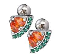 HEMOTON Boucles D'oreilles Goujon Pastèque en Argenté Sterling, Boucles D'oreilles Minimalistes Femmes, Bijoux Fruités, Légères et Créatives pour Usage Quotidien