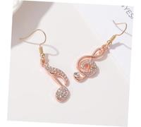 HEMOTON Boucles D'oreilles Note de Musique Pendantes en Alliage Or Rose Élégantes pour Femmes Usage Quotidien Présent Original