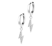 HEMOTON Boucles d'Oreilles Pendantes d'Éclair Ornés de Cristaux Finition Blanc Platine Bijou Élégant pour Femme Décoration Auriculaire Accessoire pour Fêtes et Soirées