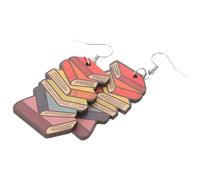 HEMOTON Boucles D'oreilles Pendantes en Bois de Cœur 3d, Légères et Artisanales, Accessoire de Rentrée Scolaire pour Enseignantes, Présent Bijou pour Professeurs et Diplômées, Paire