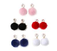 HEMOTON Boucles d'Oreilles Pompons en Fausse Fourrure Légères et Pendantes pour Femme, Bijoux Assortis, Look Décontracté Sortie Entre Amis Couleur Aléatoire Plusieurs styles
