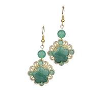 HEMOTON Boucles D'oreilles Rétro Pendentif D'oreille En Pierre De Jade De, Accessoires Féminins Vintage Pour Fêtes Et Voyages, Design Artisanal, Couleur Verte, Taille Moyenne