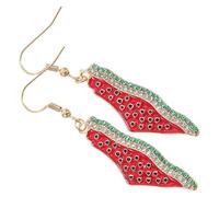 HEMOTON Boucles Oreilles Pastèque Dorées avec Cristaux Pendantes Légères et Originales pour Femme Bijoux été Clous Oreilles Fruités pour Fête et Plage