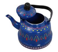 HEMOTON Bouilloire Émaillée Vintage 2,5l En Émail Bleu Rouge Bouilloires Petites Pour Cuisinière, Résistante Haute Température, Préparation Thé Café, Usage Maison Bureau