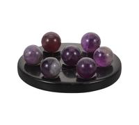 HEMOTON Boules de Cristal Naturel Violet avec Base Obsidienne Noire Décoration Feng Shui à Sept Étoiles pour Bureau Salon et Étude Ornement Prospérité