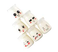 HEMOTON Bouteilles de Pudding en Verre Lot de 6 200ml Résistantes à Chaleur pour Conserver Yaourt et Gelée Expressions Faciales Faciles à Nettoyer, pour Fêtes