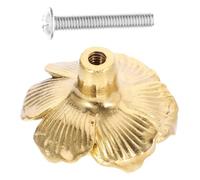 HEMOTON Bouton de Tiroir en Laiton Doré Forme Fleur Décoratif et Pratique pour Armoires et Commodes, Style Vintage, Cuisine et Chambre, Dimensions 33x18 Mm