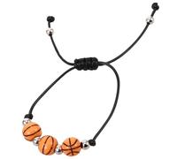 HEMOTON Bracelet Basket-ball à Perles Silver En Ficelle Réglable, Sport Et Passion Pour Hommes Et Adolescents, Accessoire Pour Fêtes Et Événements Sportifs