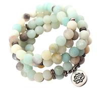 HEMOTON Bracelet En Pierre Naturelle 108 Perles Lotus Femme Homme Élasticité Collier Chapelet Bijoux Spirituel 8mm Usage Quotidien