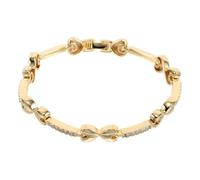 HEMOTON Bracelet Femme Hip Hop Cuivre et Zircon Chaîne Épaisse avec Pendentif Cœur Scintillant Accessoire pour Fêtes Rendez et Mariages Or Fantaisie Élégante