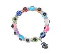 HEMOTON Bracelet Femme Œil Unique Design Vintage avec Main de Protection et Perles Colorées Charme Protecteur et Élégant pour Femmes