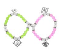HEMOTON Bracelets Assortis Élastiques à Perles Décoratives avec Cœur Magnétique pour Couples et Amitié Unisexe Ajustables et Confortables Cadeau pour Amoureux et Femmes