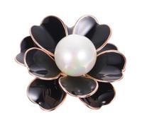 HEMOTON Broche Camélia en Alliage Perle, Épingle à Vêtements Décorative, Couleur Rose Doré et Noir, 1 Pièce, Accessoire Femme pour Col et Ornement, Usage Quotidien et Événements Formels