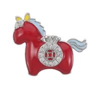 HEMOTON Broche Cheval Rouge Dorée de Porte-monnaie Chinois Épingle à Cheval Dorée Zodiacale Accessoire de Vêtement pour Hommes et Femmes Décoration Rétro Élégante