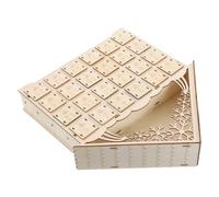 HEMOTON Calendrier de L’Avent de Noël en Bois avec LED, 24 Tiroirs | Village Rustique à Remplir, Compartiments pour Notes ou Mini Présents, Décor de Cheminée et Console