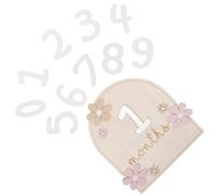 HEMOTON Carte Étapes Mensuelles Double Face Plaque Commémorative Croissance Accessoire Photo Souvenir Shower Bois avec Motif Fleur