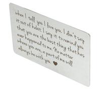 HEMOTON Carte Portefeuille Acier Inoxydable Gravée Insert Cadeau pour Homme Message Romantique pour Anniversaire et Saint-Valentin