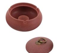 HEMOTON Cendrier de Table en Céramique Rose avec Couvercle, Usage Maison | Récupérateur de Cendres, Base Stable, Nettoyage Facile, Expérience Sûre, Design Décoratif Créatif