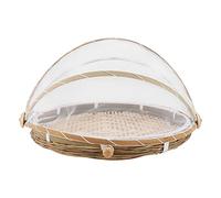 HEMOTON Cloche anti-insectes en bambou avec grille de gaze de 30 cm pour nourriture, pain, fruits, légumes, fromage, gâteau, cuisine, restaurant, pique-nique