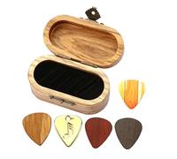 HEMOTON Coffret Porte-médiators en Bois De Noyer 5 Médiators pour Guitare Acoustique Et Électrique, Étui Rangement Sécurisé, Accessoires Polyvalents pour Musiciens Débutants Et Professionnels