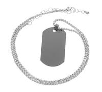 HEMOTON Collier à Pendentif Plaque Militaire en Acier Titane Argenté, Chaîne Incluse, Homme, Bijou Mode Casual et Cérémonie, Style Sobre et Robuste, Taille Moyenne