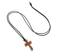 HEMOTON Collier Croix en Bois Naturel Unisexe, Pendentif Religieux Catholique Solide, Accessoire Couple Symbole D’amour, Ornement Polyvalent pour Hommes et Femmes, Bijou Croix Pendentif