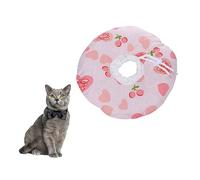 HEMOTON Collier de Convalescence Chat S Rose à Cœur Collerette Élisabéthaine Léchage Confortable et Ajustable Coton PP Protection Griffures pour Cicatrisation