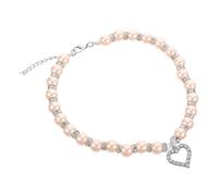 HEMOTON Collier de Perles pour Animaux de Compagnie Pendentif Cœur en Plastique Rose, Réglable et Facile à Porter, pour Chats et Chiens Lors de Fêtes du W nd
