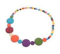 HEMOTON Collier Femme Bois Coloré Ethnique Multirang Perles Naturelles Légères Style Bohème Fait Main Accessoire Mode pour Tenue Décontractée et Fêtes