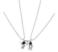HEMOTON Collier Pendentif Astronaute Assorti Couple, Bijoux D'astronaute Magnétique, Acier Inoxydable, Unisexe, Présent Romantique Saint-valentin, Petite Taille, Finition Blanche K