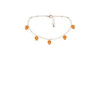 HEMOTON Collier Pendentif Marguerite Fait Main pour Femme, Chaîne Ajustable en Perles de Rocaille Orange, Collier Bohème pour Usage Quotidien, Style Délicat et Léger