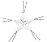 HEMOTON Collier Puzzle En Acier Inoxydable 5 Pièces Ensemble Bijoux Familiaux ’amitié, Pendentif Étoile à Cinq Branches Argenté, Accessoires De Mode Pour Tout Âge, Usage Quotidien