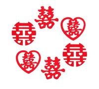 HEMOTON Confettis pour Mariage en Non-tissé Rouge 5 Packs, Décoration de Lit de Mariage Chinois, Mini Caractères Heureux pour Fête et Ambiance Festive Plusieurs styles
