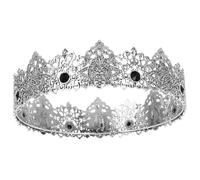 HEMOTON Couronne Tête Vintage Homme en Métal Antique Pierres, Couronne Royale Rustique pour Mariage, Bal de Fin D'année et Déguisement Costume Roi, Accessoire Fête Halloween