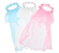 HEMOTON Couronnes de Fleurs Facile à Porter et Confortable Lot de 3 avec Voile en Tissus Accessoire Coiffure pour Filles et Demoiselles d'honneur, pour Communion et Spectacles