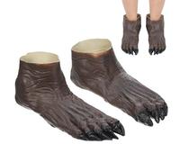 HEMOTON Couvre-pieds D’horreur en Tissu Marron pour Halloween et Carnaval, Paire de Couvre-pieds Effrayants Forme Pattes de Loup-garou, Accessoires Costume Terrifiant Adulte, Décoration