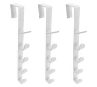 HEMOTON Crochet de Porte Blanc 3pcs en Abs à Cinq Crochets Multifonction pour Chambre et Bureau sans Clous ni Perçage Gain de Place