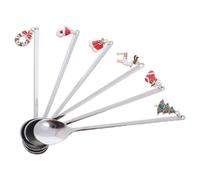 HEMOTON Cuillère à Café de Noël en Acier Inoxydable avec Pendentif Festif, Cuillère à Mélanger Dessin Animé Multifonction pour Desserts et Boissons Lors des Fêtes de Fin D'année