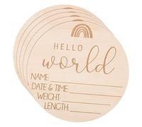 HEMOTON de Photo Bois Panneau 5 Pièces Naissance Annonce pour en sans Bavure Sûr Accessoire -né pour Photographier Bébé