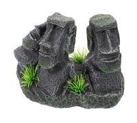 HEMOTON Décor Aquarium Moai Résine Ornement sans Décoloration Cachette Amusante pour Poissons Accessoire Décoratif pour Aquarium pour Types de Bassins