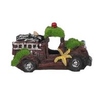 HEMOTON Décoration D'aquarium en Résine, Voiture Naufragée Texturée | Aspect Épave avec Mousse, Cachette pour Betta, Format 5,5x3,2x3,2 Pouces